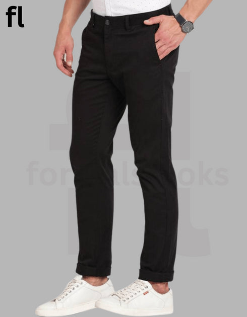 Black Cotton Imported Stuff Pant Smart Fit